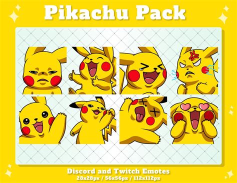 Pikachu Twitch Emotes Bundle Pikachu Emotes Pack Pokemon Discord