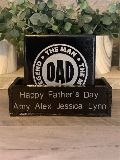 Personalized Fathers Coaster Set Etsy Sweden