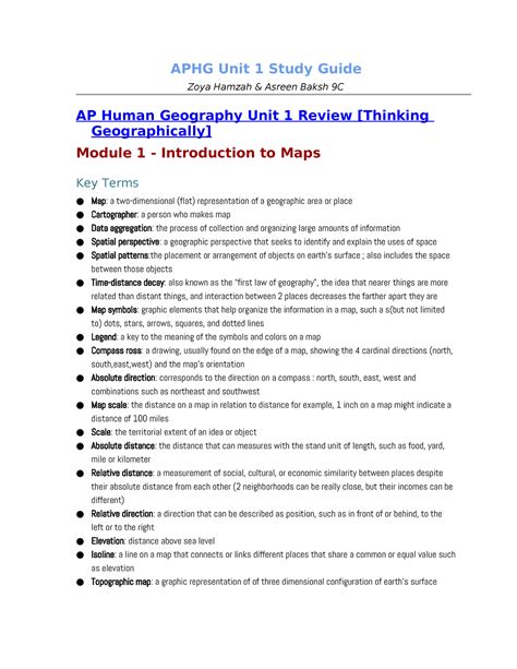 APHG Unit 1 Study Guide Summary Of Unit 1 Of AP HUMAN GEOGRAPHY