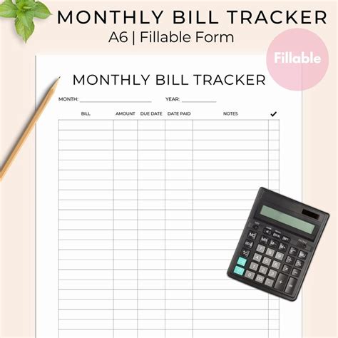 Monthly Bill Payment Tracker Printable Fillable Form Bill Etsy In 2022 Fillable Forms Bill