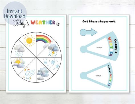 Printable Todays Weather Wheel Preschool Kindergarten Etsy