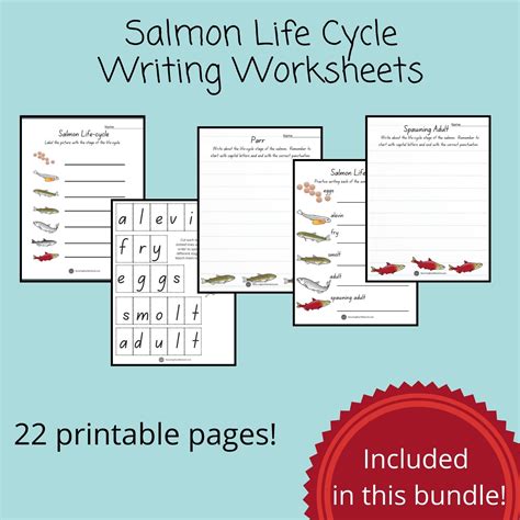 Salmon Life Cycle Unit Learning Bundle, Science Printables, Homeschool