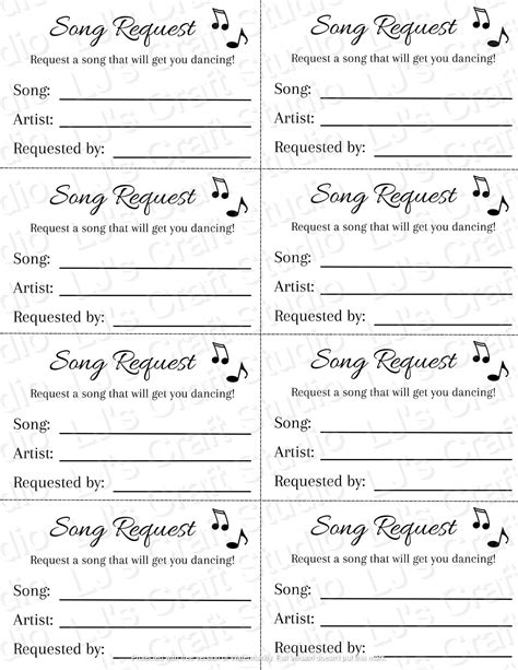 Song Request Print Out Etsy UK Song Request Wedding Song Request