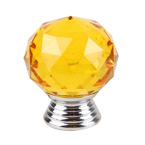 10 X 30mm Crystal Glass Round Door Knob Cabinet Drawer Wardrobe Pull Handle Amber In Door