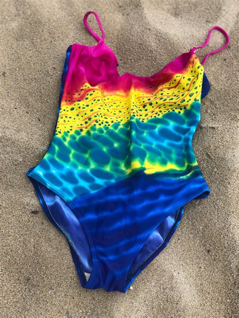 Vintag Er Neon Bikini Badeanzug Badeanzug Deadstock Aqua Etsy