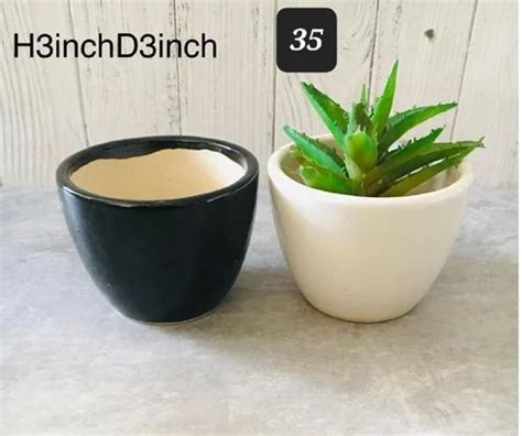 Plain Inch Round Ceramic Flower Pot Set For Indoor Size X Inch