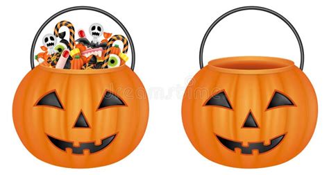 Isolated Pumpkin Buckets Empty Bucket And Bucket With Halloween