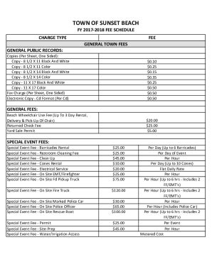 Fillable Online Fy Fee Schedule Town Of Sunset Beach Fax