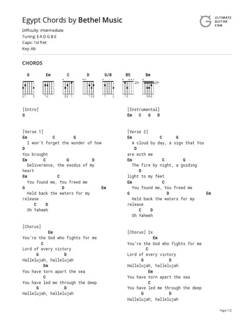 Egypt Chords by Bethel Musictabs at Ultimate Guitar Archive | PDF ...