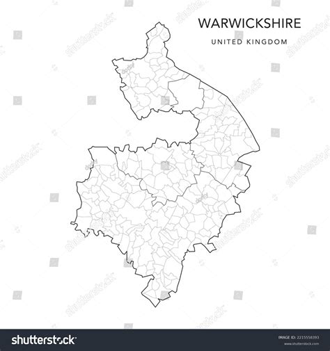 Administrative Map Warwickshire Districts Civil Parishes Stock Vector