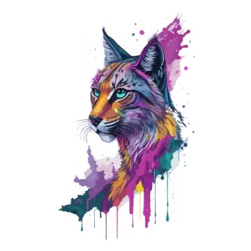 A Neon Watercolor Lynx Effect And Splashes Vector Lynx Water Color