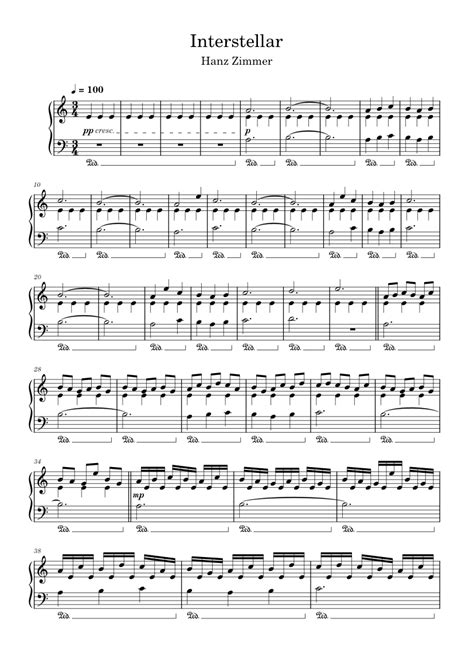 Interstellar Hans Zimmer Interstellar Sheet Music For Piano Solo