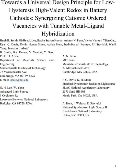 Towards A Universal Design Principle For Low Hysteresis High Valent