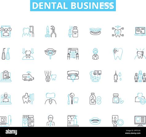 Dental Business Linear Icons Set Braces Teeth Floss Implants