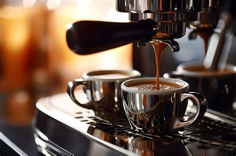 Premium Photo | A latte machine is being poured into a cup.