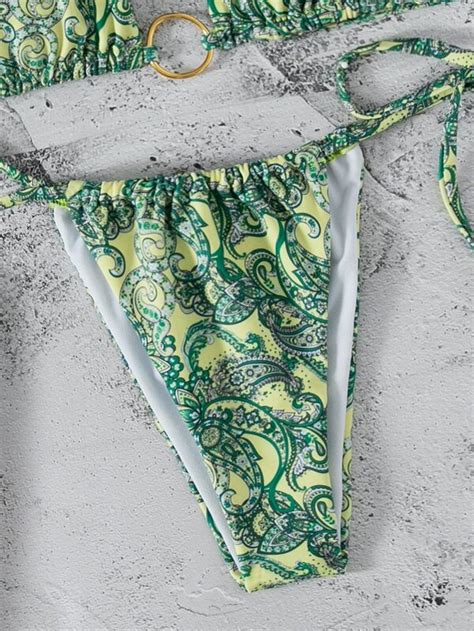 SHEIN Swim Vcay Bañador bikini con tanga triángulo con estampado de