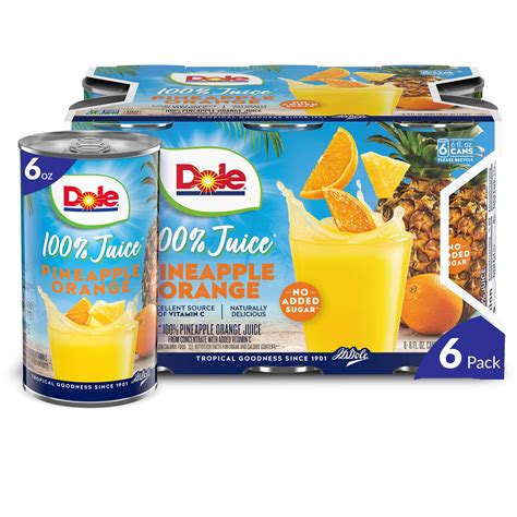 Dole 100 Pineapple Orange Juice No Added Sugar Excellent Source Of