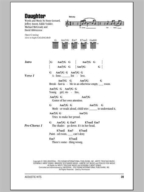 Daughter By Pearl Jam Guitar Chordslyrics Guitar Instructor