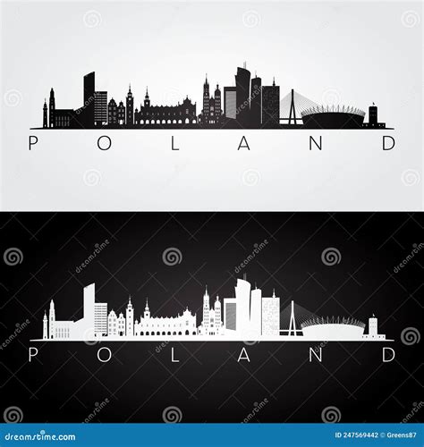 Poland Skyline And Landmarks Silhouette Stock Vector Illustration Of