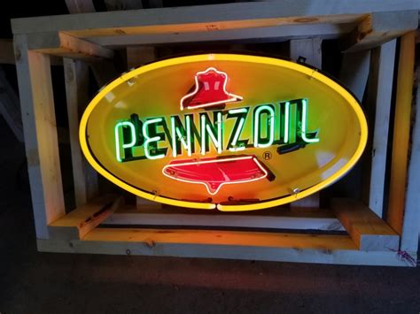 Z256 Original Pennzoil Tin Neon Sign 18x31 Mag Auctions