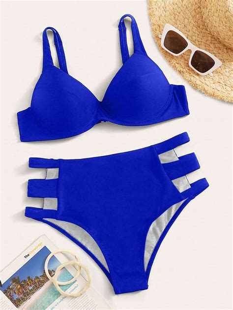 Shein Swim Conjunto De Bikini De Unicolor Traje De Ba O De Dos Piezas