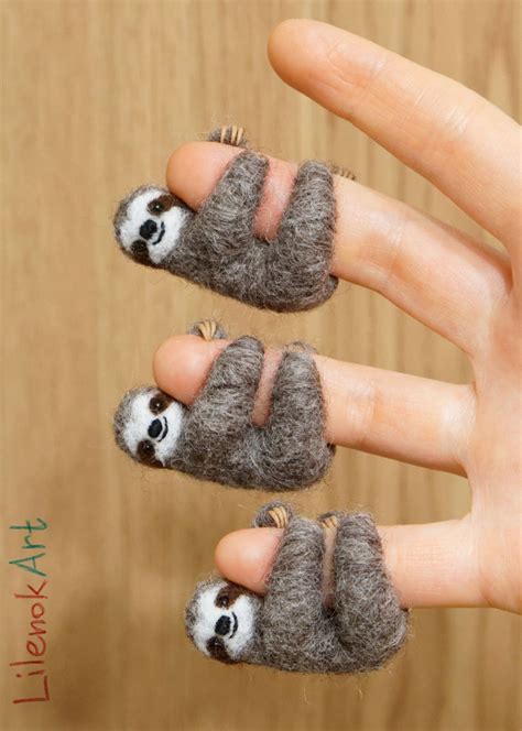 Needle Felted Sloths By LilenokArt Needle Felted Bunny Needle Felting