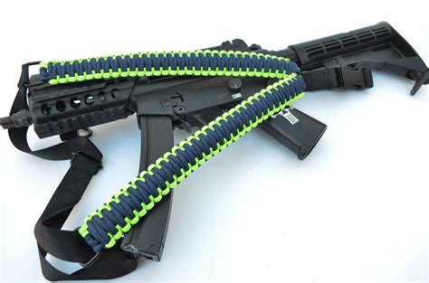 Tactical 550 Paracord Rifle Gun Sling Single Point Quick Detach Blue Neon Tacos Y Mas