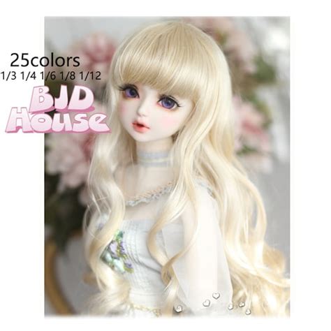 Bjd Cute Light Gold Long Pigtails Hair Imitation Mohair Wig Etsy Hong