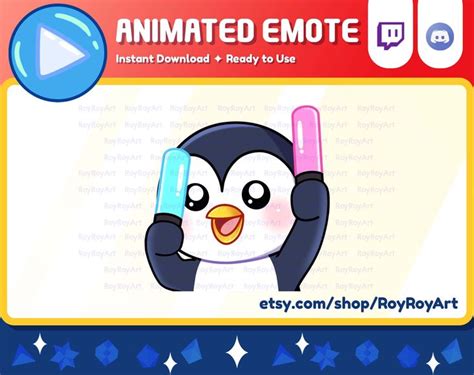 Twitch Emote Animated Penguin Rave Dancing Party Lightsticks Glowsticks