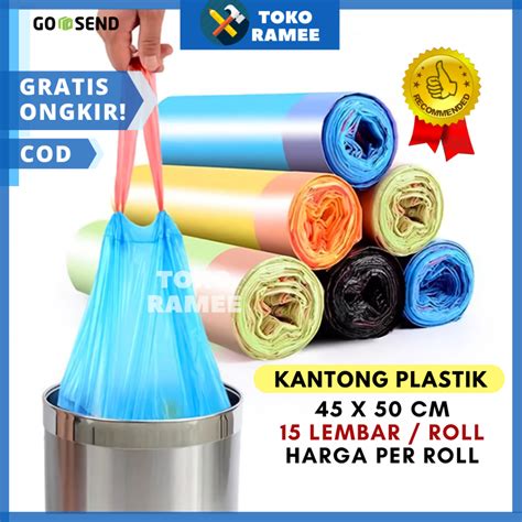 Jual Kantong Plastik Sampah Roll Dengan Tali Serut 45 X 50 Cm JUMBO