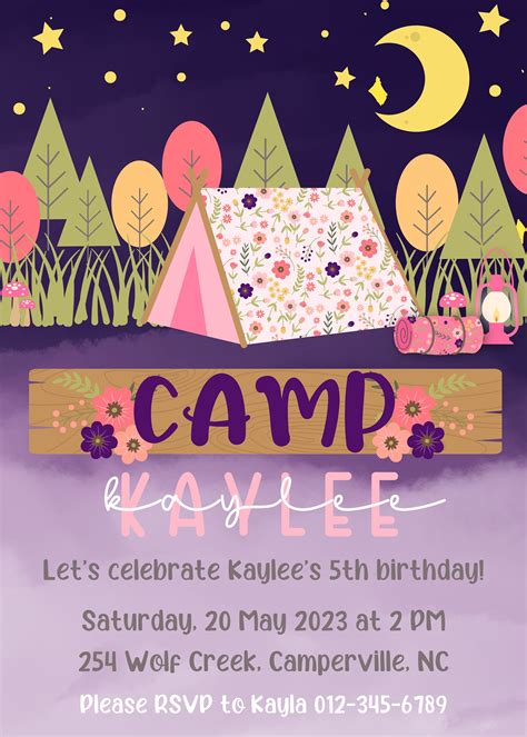 Camp Girl Party Signs Digital File Digital Download Printable Pdf