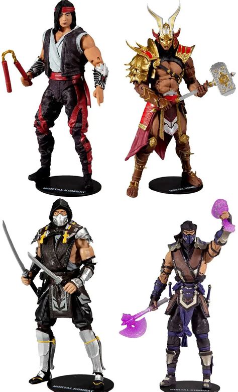 McFarlane Toys Mortal Kombat 11 Series 5 Liu Kang, Shao Khan, Scorpion Sub Zero Set of 4 Action ...