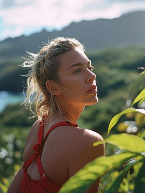 Premium Photo Blonde Female Hiker In The Nature Of Hawaii