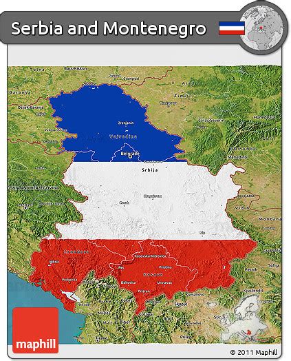 Free Flag 3d Map Of Serbia And Montenegro Satellite Outside