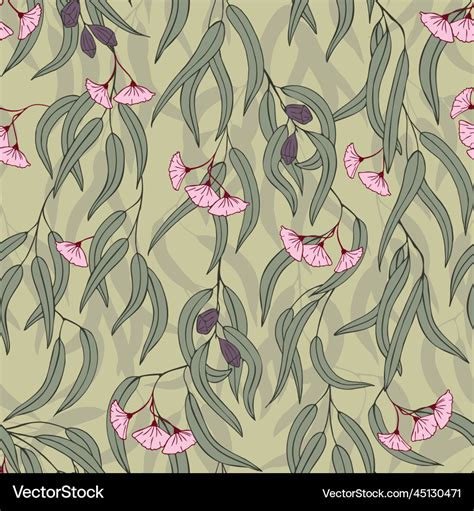 Eucalyptus flowers and leaves seamless Royalty Free Vector