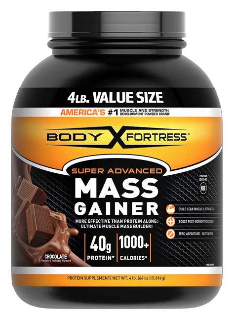 Body Fortress Super Advanced Whey Protein Powder Mass Gainer Chocolate 4 Lbs