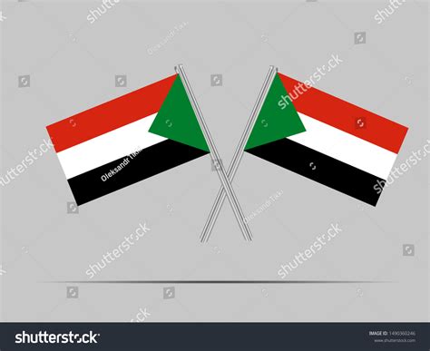 Two Metall Flagpole Beautiful National Flag Stock Vector Royalty Free