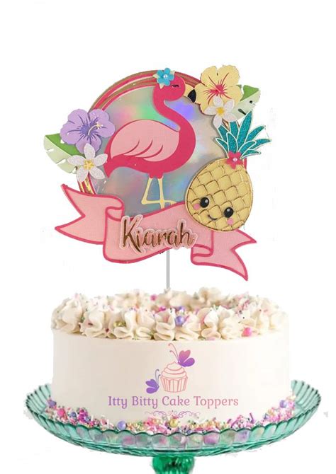 Tropical Flamingo Cake Topper Itty Bitty Cake Toppers