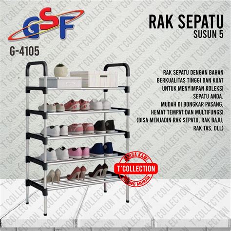 Jual Rak Sepatu Sandal 5 Susun Plastik Penyangga Besi Gsf G 4105