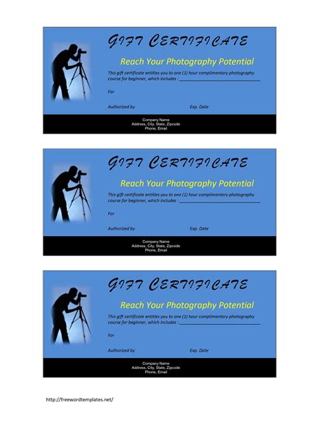 Photography Gift Certificate Template