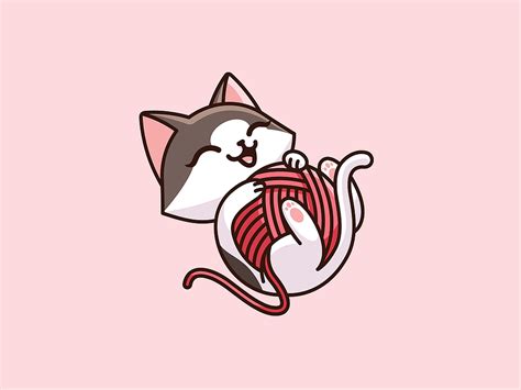 Cat Playing with Yarn by Alfrey Davilla | vaneltia on Dribbble