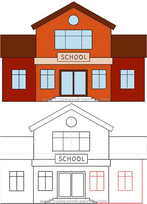 25 Easy School Drawing Ideas - How to Draw a School House