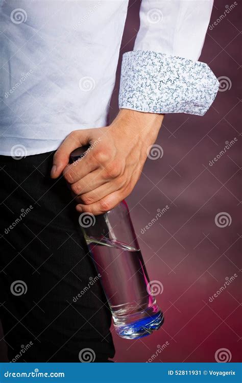 Alcohol Addiction Concept Man With Vodka Bottle Stock Image Image Of