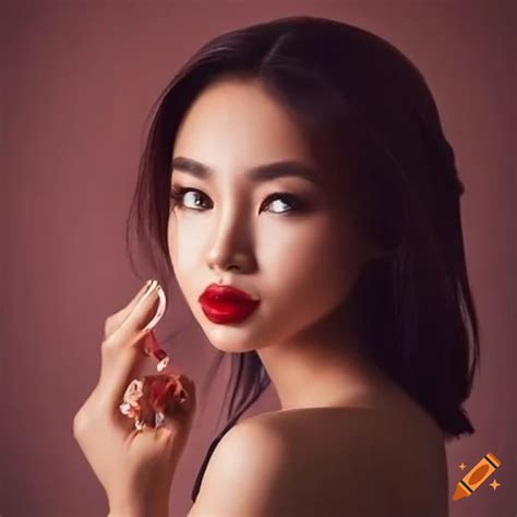 Une Belle Jeune Femme Thailandaise Fesant La Promotion D Un Parfum De Luxe