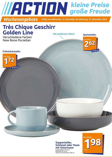 Très Chique Geschirr Golden Line Angebot bei Action 1Prospekte de