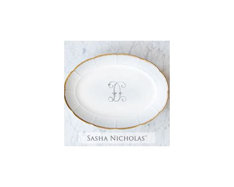 Roberts China And Ts Sasha Nicholas Custom Monogrammed White Weave