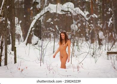 Naked Girl Winter Forest Stock Photo 258243182 Shutterstock