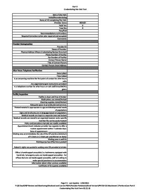 Fillable Online Initial And Recredentialing Site Visit Form Part II