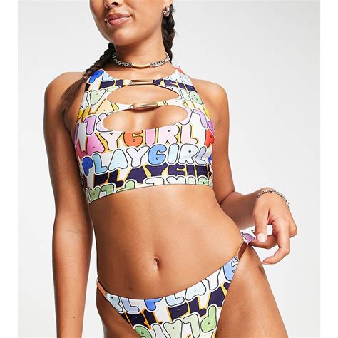 AsYou ASOS Slip Bikini Sgambato A Vita Bassa Con Stampa Playgirl