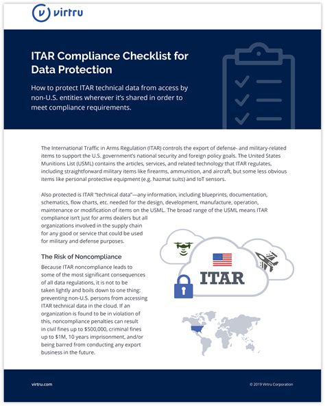 ITAR Compliance Checklist For Data Protection